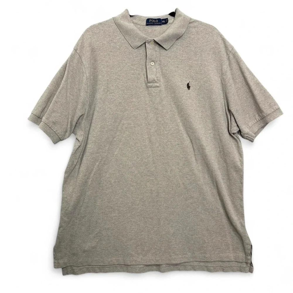 Polo Ralph Lauren Men's XXL Beige Pique Polo Brown Pony Cotton Coastal Preppy